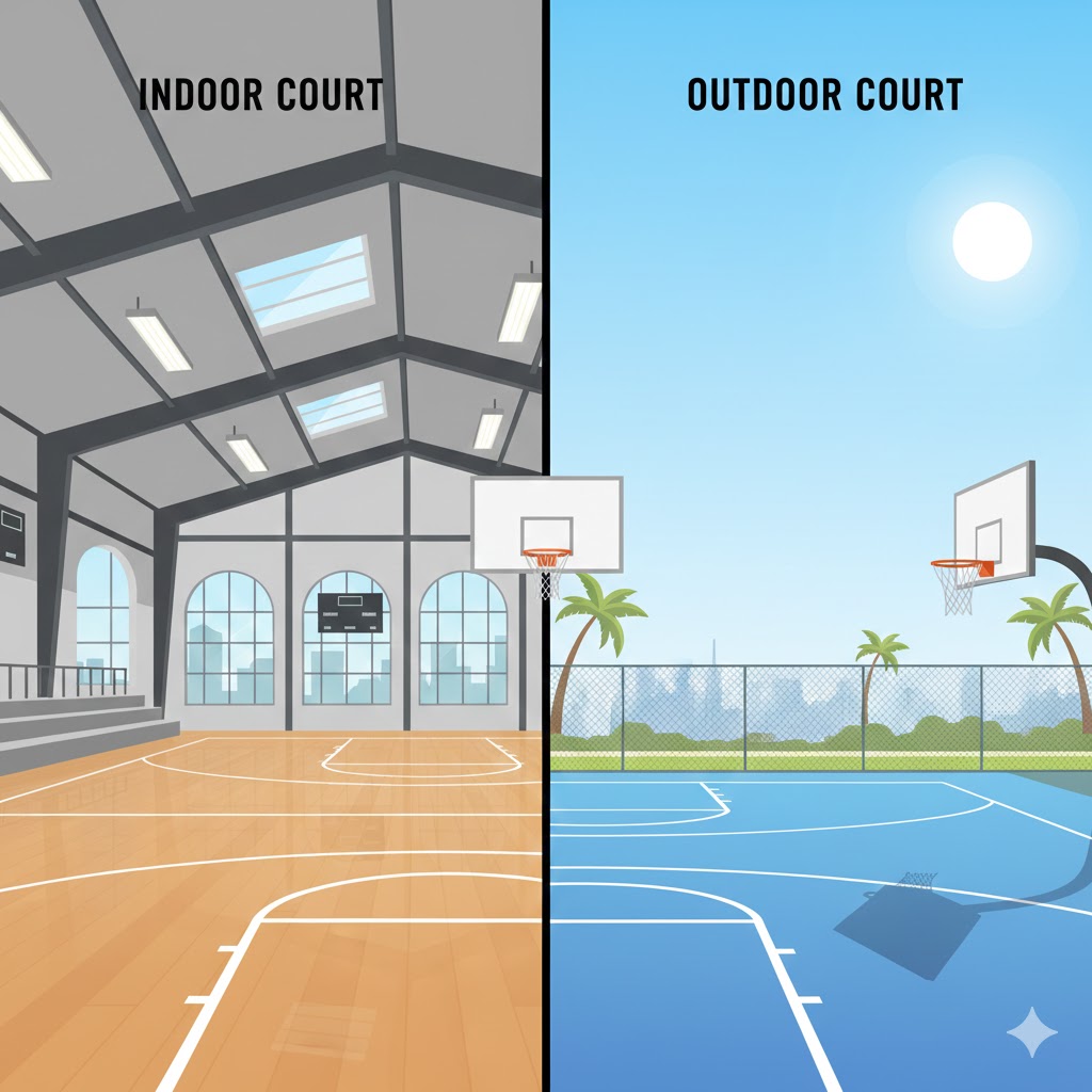 Nên chọn sân trong nhà hay ngoài trời?
